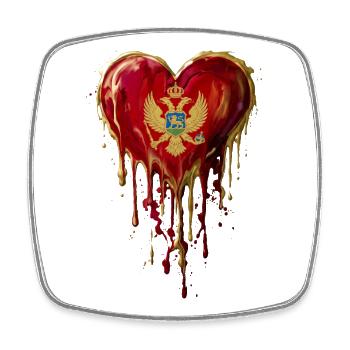 Montenegro Herz aus Goldtropfen mit Wappen - Viereckiger Kühlschrankmagnet - Weiß - Vorne