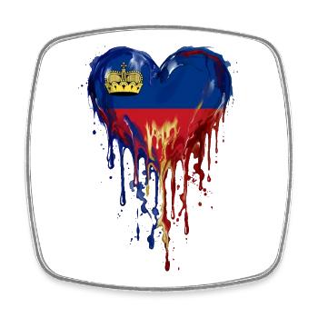 Liechtenstein Venezuela Flaggenherz Tropfenkunst - Viereckiger Kühlschrankmagnet - Weiß - Vorne