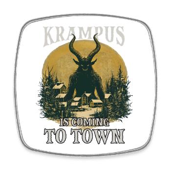 Krampus kommt in die Stadt - Viereckiger Kühlschrankmagnet - Weiß - Vorne