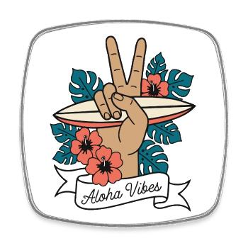 Aloha Vibes Surfen Peace Hand Hawaii - Viereckiger Kühlschrankmagnet - Weiß - Vorne