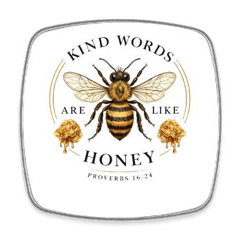 Freundliche Worte wie das Sprichwort der Honigbiene – T-Shirt - Viereckiger Kühlschrankmagnet - Weiß - Vorne