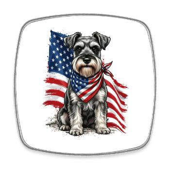 Patriotischer Schnauzer Stars, Stripes Hundestolz, - Viereckiger Kühlschrankmagnet - Weiß - Vorne