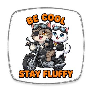 Niedliche Katzen Motorrad-Duo Fluffy Stil - Viereckiger Kühlschrankmagnet - Weiß - Vorne