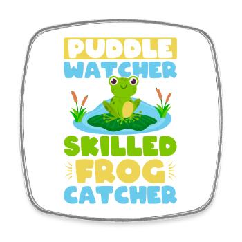 Frog Catcher Puddle Watcher Skilled Frog - Viereckiger Kühlschrankmagnet - Weiß - Vorne