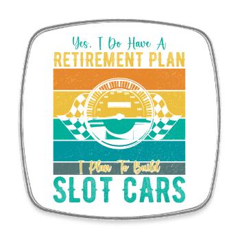Retirement Plan Build Slot Cars Slotracing Gift - Viereckiger Kühlschrankmagnet - Weiß - Vorne