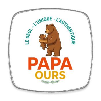 Papa Ours L'Authentique Cadeau Fête Des Pères - Magnet carré - blanc - Devant