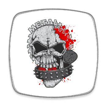 Skull Heavy Metal Musik Rock Punk - Viereckiger Kühlschrankmagnet - Weiß - Vorne