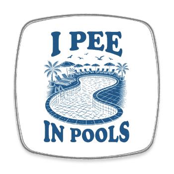 Ich pinkle in Pools - Viereckiger Kühlschrankmagnet - Weiß - Vorne