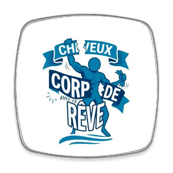 Chauve Et Musclé Corps De Rêve Humour - Magnet carré - blanc - Devant