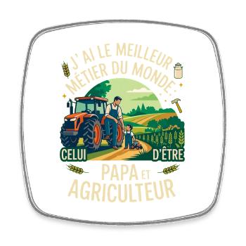 Papa Et Agriculteur Meilleur Métier Du Monde - Magnet carré - blanc - Devant