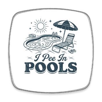 Ich pinkle in Pools - Viereckiger Kühlschrankmagnet - Weiß - Vorne