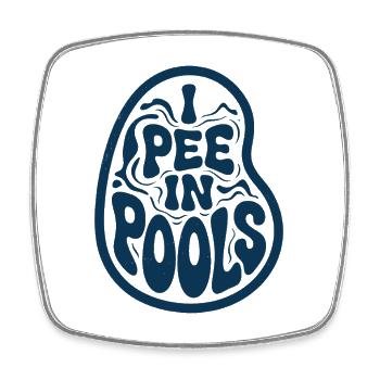 Pee in Pools Retro Pool Tee - Viereckiger Kühlschrankmagnet - Weiß - Vorne