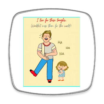 Lachmoment von Vater und Kind - Viereckiger Kühlschrankmagnet - Weiß - Vorne