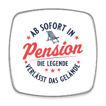 Pensionierung Retro Liegestuhl Abschied Pension - Viereckiger Kühlschrankmagnet - Weiß - Vorne