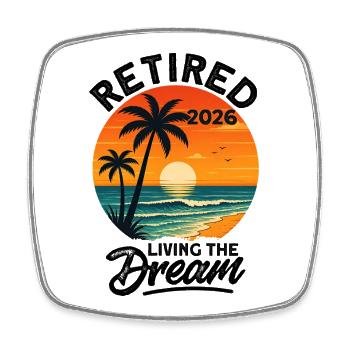 Retired 2027 Living The Dream - Viereckiger Kühlschrankmagnet - Weiß - Vorne