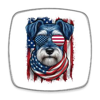 Patriotischer US-Schnauzer Stars Stripes Pride - Viereckiger Kühlschrankmagnet - Weiß - Vorne