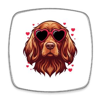 Irish Setter Valentine - Red Setter Dog Mom Dad - Square fridge magnet - white - Front