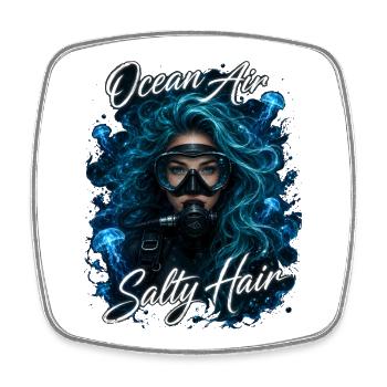 Ocean Air Salty Hair Tauchen Meer Quallen - Viereckiger Kühlschrankmagnet - Weiß - Vorne