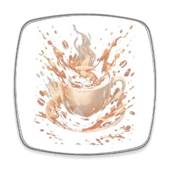 Hot Beans Art Splash Kaffeetasse - Viereckiger Kühlschrankmagnet - Weiß - Vorne