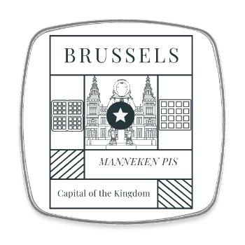 Brussels Manneken Pis Scene - Square fridge magnet - white - Front