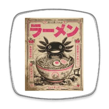 Axolotl, Ramen, Japanische Nudeln, Kawaii, Anime - Viereckiger Kühlschrankmagnet - Weiß - Vorne