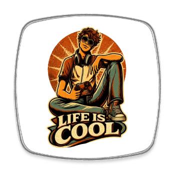 Life Is Cool – Retro Gamer - Viereckiger Kühlschrankmagnet - Weiß - Vorne