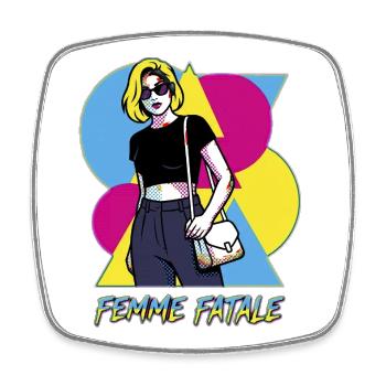 Femme Fatale Pop Art - Viereckiger Kühlschrankmagnet - Weiß - Vorne