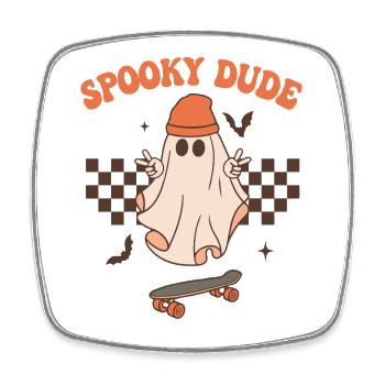 Spooky Doodle Ghost Skateboard - Viereckiger Kühlschrankmagnet - Weiß - Vorne