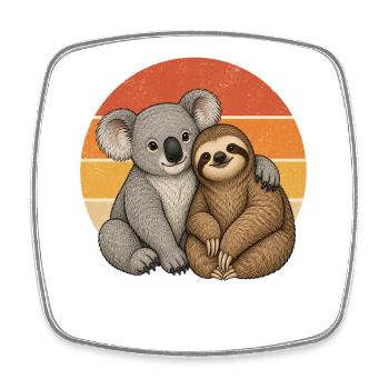Koala und Faultier - Viereckiger Kühlschrankmagnet - Weiß - Vorne