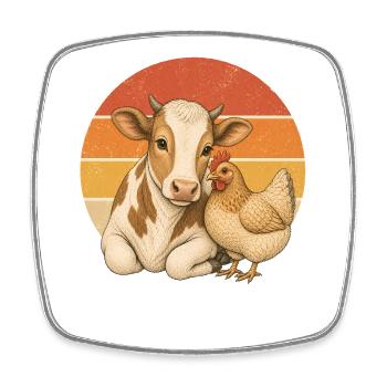 Cow And Chicken - Viereckiger Kühlschrankmagnet - Weiß - Vorne