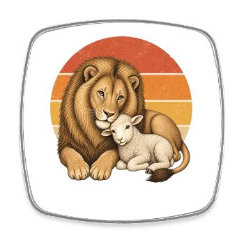 Löwe und Lamm - Viereckiger Kühlschrankmagnet - Weiß - Vorne