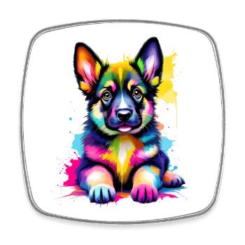 Colorful German Shepherd Puppy - Square fridge magnet - white - Front