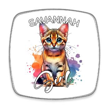 Savannah Cat Mädchen Savannah Katze - Viereckiger Kühlschrankmagnet - Weiß - Vorne