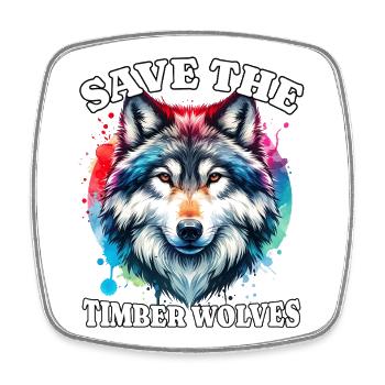 Grauwolf Save Timber Wolf - Viereckiger Kühlschrankmagnet - Weiß - Vorne