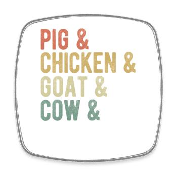 Schwein, Huhn, Ziegen, Kuh, Einhorn, Snillfarm - Viereckiger Kühlschrankmagnet - Weiß - Vorne
