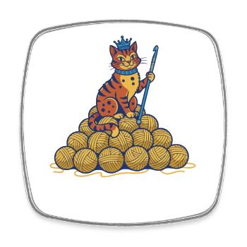 Crochet Cat Queen Lustiger Häkelgarnliebhaber-Stil - Viereckiger Kühlschrankmagnet - Weiß - Vorne