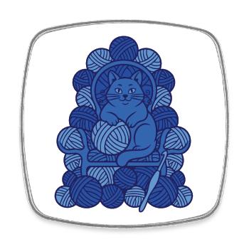 Lustige Häkelkatzen-Häkel-Garn-Liebhaber - Viereckiger Kühlschrankmagnet - Weiß - Vorne