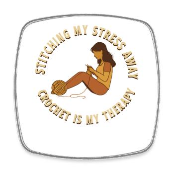 Mein Stress wegzunähen, Häkeln ist meine Therapie - Viereckiger Kühlschrankmagnet - Weiß - Vorne