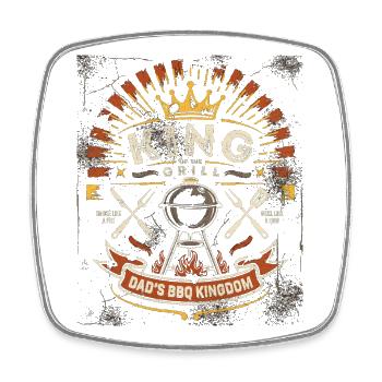 King of the Grill: Dad's BBQ Kingdom - Viereckiger Kühlschrankmagnet - Weiß - Vorne