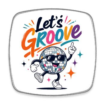 Let's Groove Disco Kugel Retro Party - Viereckiger Kühlschrankmagnet - Weiß - Vorne