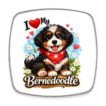 Bernedoodle - Viereckiger Kühlschrankmagnet - Weiß - Vorne