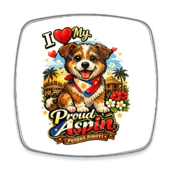 Aspin-Hund – Stolz der Philippinen - Viereckiger Kühlschrankmagnet - Weiß - Vorne