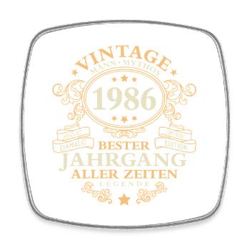 Vintage 1986 Jahrgang Mann 40. Geburtstag - Viereckiger Kühlschrankmagnet - Weiß - Vorne