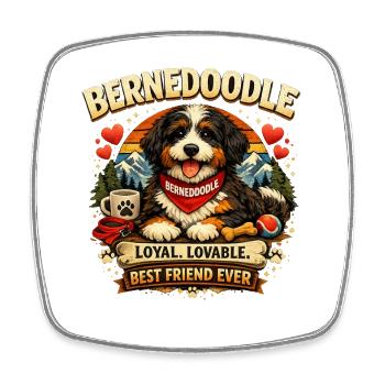 Bernedoodle – Flauschig, spaßig & süß - Viereckiger Kühlschrankmagnet - Weiß - Vorne