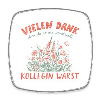 Kollegin Abschied Retro Blumen Jobwechsel Rente - Viereckiger Kühlschrankmagnet - Weiß - Vorne