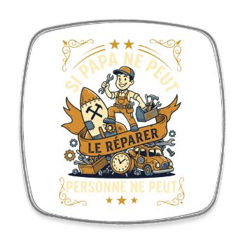 Si Papa Ne Peut Le Réparer Humour Rétro - Magnet carré - blanc - Devant