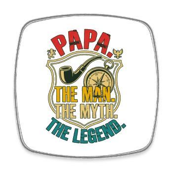Papa The Man The Myth The Legend Retro - Square fridge magnet - white - Front