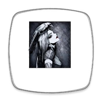 Rabenporträt Gothic Stil - Viereckiger Kühlschrankmagnet - Weiß - Vorne