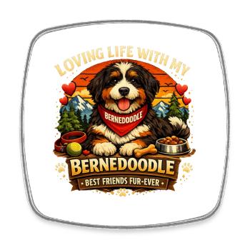 Ich liebe das Leben mit meinem Bernedoodle - Viereckiger Kühlschrankmagnet - Weiß - Vorne