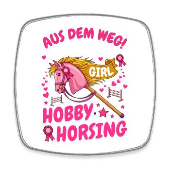 Aus dem Weg Hobby Horsing Girl Steckenpferd - Viereckiger Kühlschrankmagnet - Weiß - Vorne